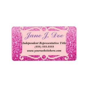Broschyr Sticker rosa Glitter Ram Adressetikett