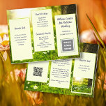 Broschyr Sunshine-Grönt för Logotyp, mappad Reklamblad<br><div class="desc">Affärsbroschyr för att anpassa sig på båda sidor och vika in i tredjedelar. Bakgrunden till naturtemat är grönt med blommor och solsken. All text är mörkens lila. På varje sida av denna storleka papper på 8 x 11 tum finns tre olika avsnitt med textmallar. Lägg även till en logotyp, QR-kod...</div>