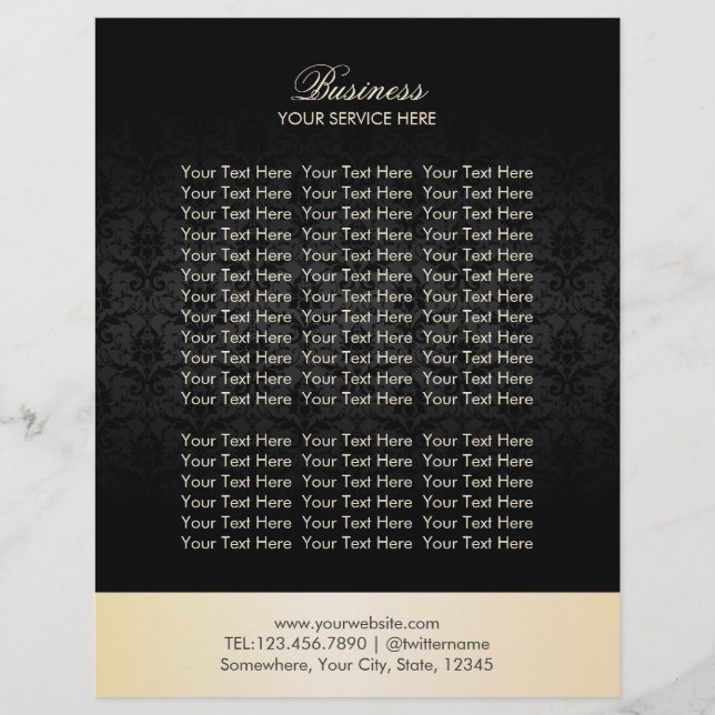 Broschyrer för Elegant av modern Guld & Black Dama Reklamblad (Framsidan)