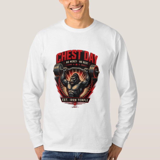 Bröst-dags-träning Långärmad T Shirt (Framsida)