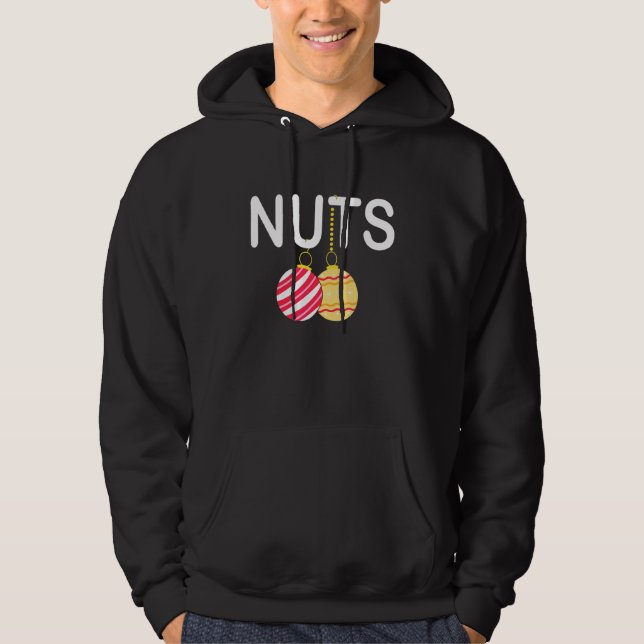Bröst Nötter Matchande Kastanjer Jul Par Ma Hoodie (Framsida)