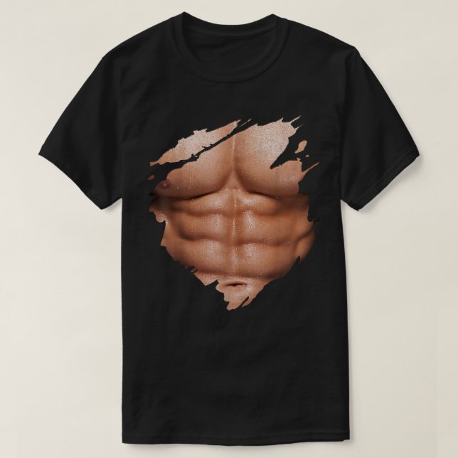 Bröst Si Paket Buk Muskler Bodybuilder T Shirt (Design framsida)