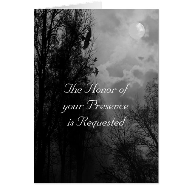 Bröstad skey med Ravens Bröllop Anpassningsbar-inb OBS Kort (Framsidan)