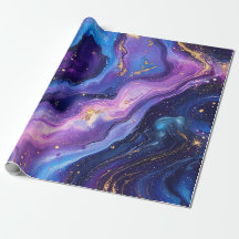 Bröstande Lila Blue Magenta Guld Galaxy