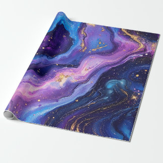 Bröstande Lila Blue Magenta Guld Galaxy Presentpapper
