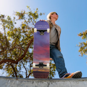 Bröstande solnedgång över havet, fotografi mini skateboard bräda 18,5 cm
