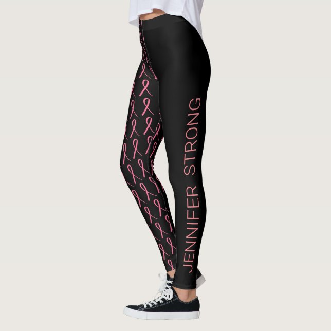Bröstbenet Breast Cancer Springa ditt namn Stark R Leggings (Vänster)