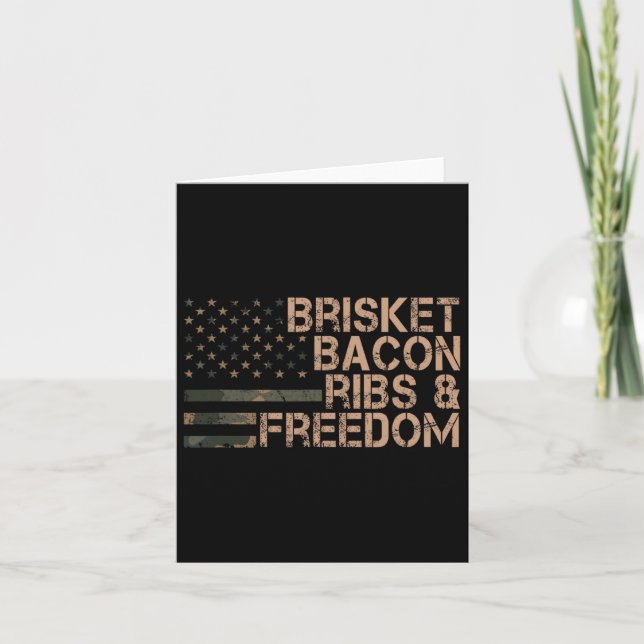 Bröstbit Bacon Revben Och Frihet Grill Bbq Roligt  Kort (Framsida)