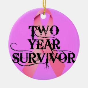 Bröstcancer 2 års överlevnad julgransprydnad keramik