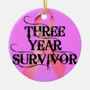 Bröstcancer 3 års överlevnad julgransprydnad keramik