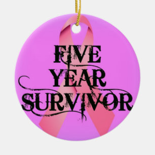 Bröstcancer 5 års överlevnad julgransprydnad keramik