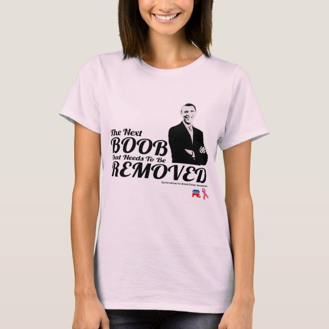 BRÖSTCANCER ANTI-OBAMA KONSERVATIV UPPMÄRKSAMHET T-SHIRT (Framsida)