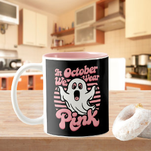 Bröstcancer är Boo Lakan - Funny Halloween Ghost Två-Tonad Mugg