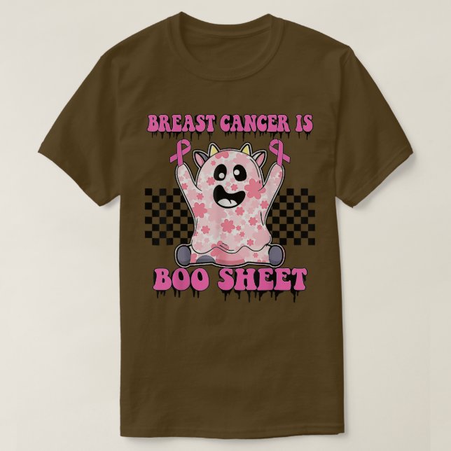 Bröstcancer är Boo Lakan Retro Groovy Spooky Hal T Shirt (Design framsida)