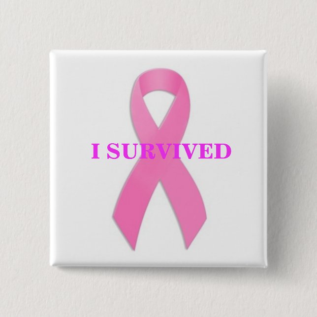 Bröstcancer Awarness som jag överlevde knäppas Knapp (Framsida)