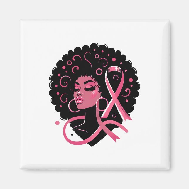 Bröstcancer Black African Women Support Magnet (Framsidan)