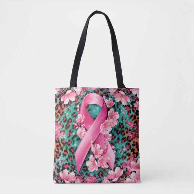 Bröstcancer Blommigt Djurhud Struktur Gift Tygkasse (Framsida)