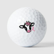 Bröstcancer Blommigt Rosa Heifer Cow Golf Boll