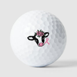 Bröstcancer Blommigt Rosa Heifer Cow Golf Boll