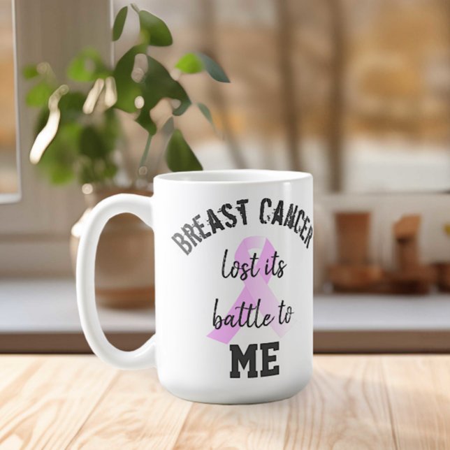 Bröstcancer Borttappaden Battle till ME | Efterlev Kaffemugg (Breast Cancer Lost its Battle to Me Coffee Mug)