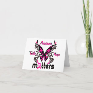 Bröstcancer Butterfly 7 Faith Awareness Hope Anteckningskort
