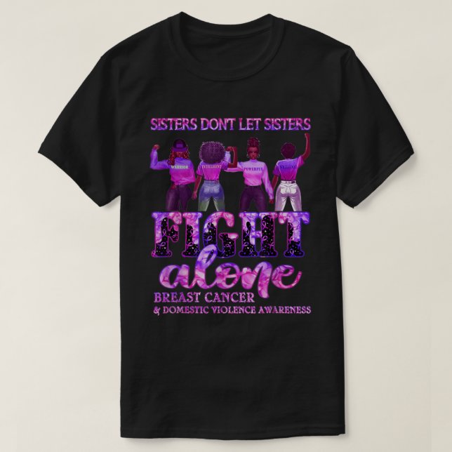 Bröstcancer Domestic Violence Awareness Sisters T Shirt (Design framsida)
