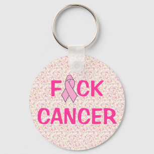 Bröstcancer "F*CK" med rosa rosett Nyckelring