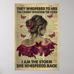 Bröstcancer, fjäril, jag är stormen poster