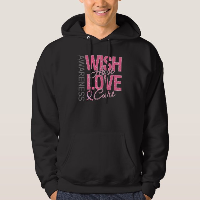 Bröstcancer för bot för Wishhoppkärlek Hoodie (Framsida)