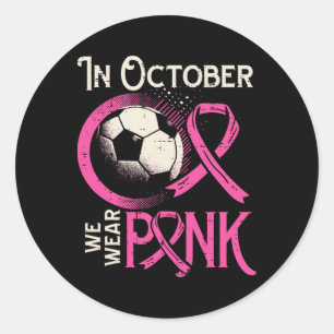 Bröstcancer Fotboll Oktober Bär Rosa Medvetenhet F Runt Klistermärke