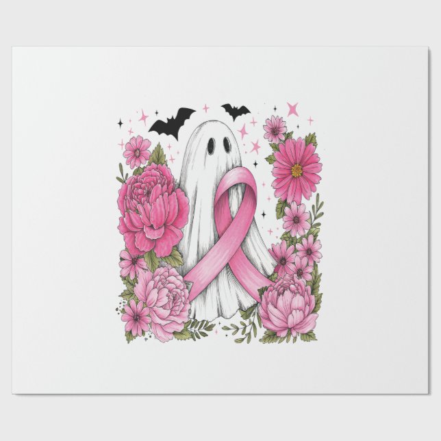 Bröstcancer Halloween Spök Boho Presentpapper (Platt)