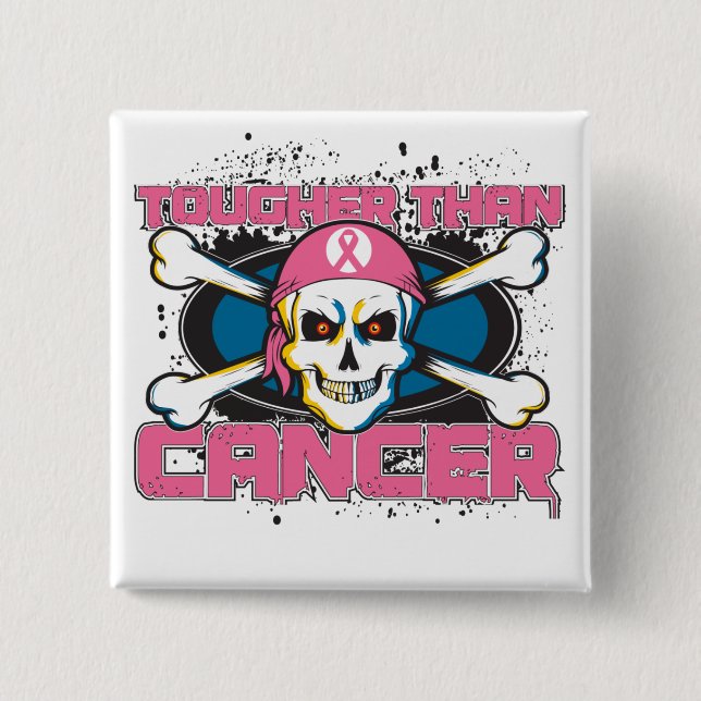 Bröstcancer hårdare än cancer Skull Knapp (Framsida)