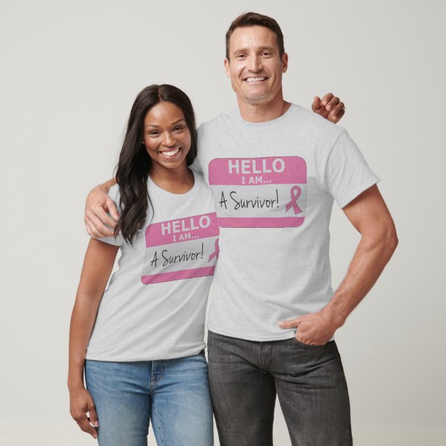Bröstcancer Hej jag är överlevande T-shirt (Unisex)