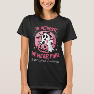 Bröstcancer hemsöker kvinnor Halloween i oktober T Shirt