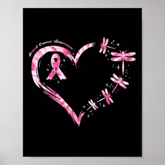 Bröstcancer Hjärtat Dragonflies Medvetenhet Kvinno Poster