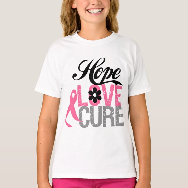 Bröstcancer HOPE KÄRLEK CURE-gåvor Tee (Framsida)