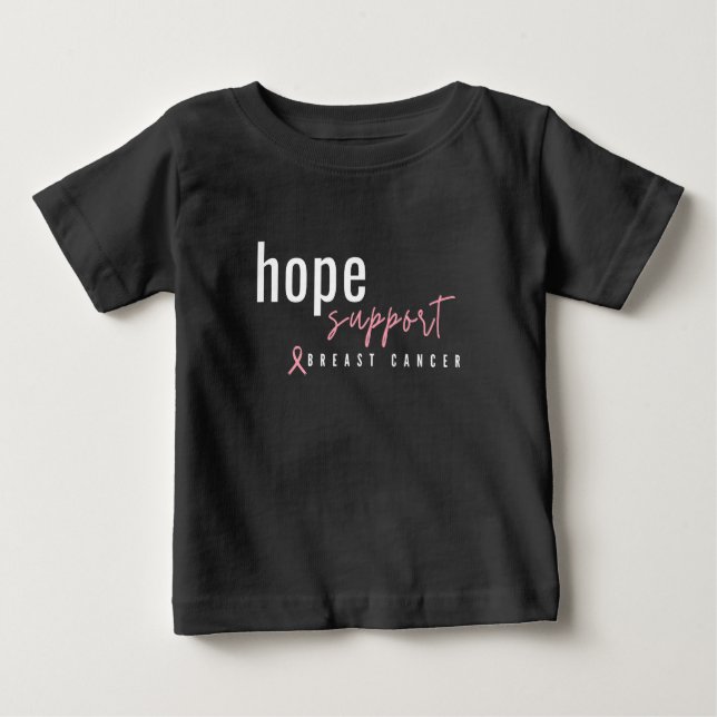 Bröstcancer hoppas på stöd. Baby T-Shirt (Framsida)
