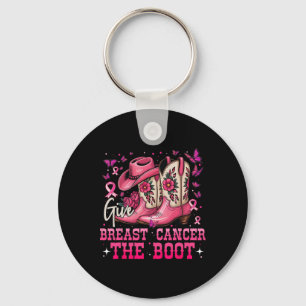 Bröstcancer i ge Boot Cowgirl Breast Cancer Nyckelring