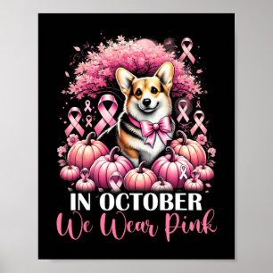 Bröstcancer i oktober Bära Rosa Pumpkin Corg Poster