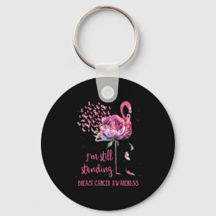 Bröstcancer Jag står fortfarande kvar på Flamingo Nyckelring