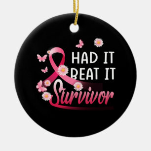 Bröstcancer... Jag trodde att det överlevande Rosa Julgransprydnad Keramik