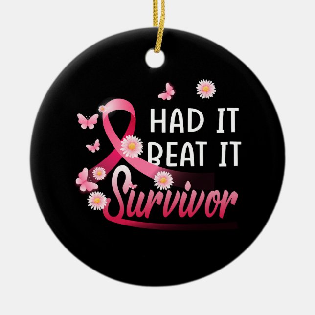 Bröstcancer... Jag trodde att det överlevande Rosa Julgransprydnad Keramik (Framsidan)