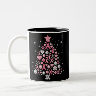 Bröstcancer Julgran Snöflingor Jul Två-Tonad Mugg