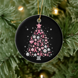 Bröstcancer Julgran Snöflingor Xmas Julgransprydnad Keramik