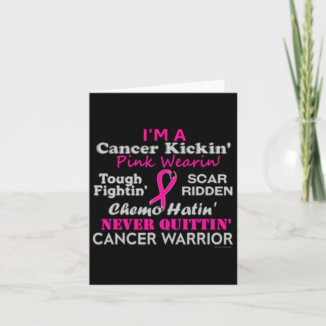 Bröstcancer Kickin' Chemo Hatin' Warrior Kort (Framsida)