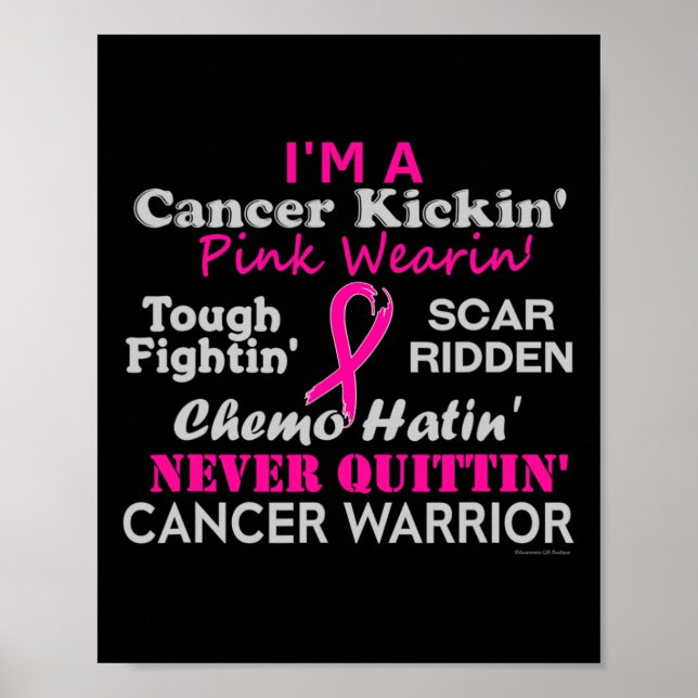 Bröstcancer Kickin' Chemo Hatin' Warrior Poster (Framsidan)
