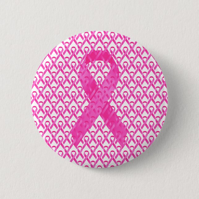Bröstcancer Månad Rosa Band Knapp (Framsida)