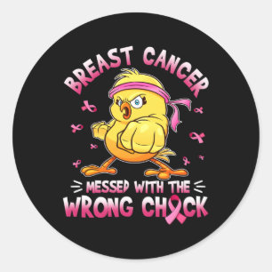 Bröstcancer med Wrongs-Chicken funny Runt Klistermärke