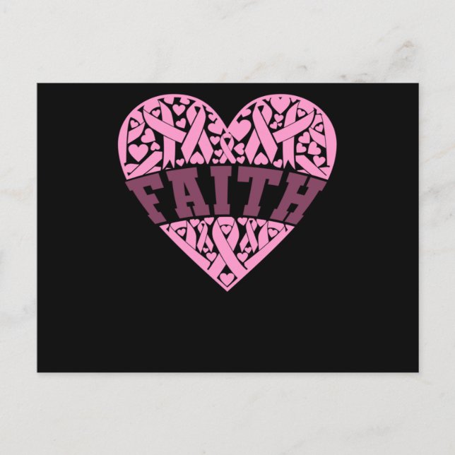 Bröstcancer Medvetande Rosa Hjärta Meddelande Vykort (Framsida)