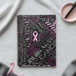 Bröstcancer Medvetande Word Cloud ID261 Anteckningsbok Med Spiral